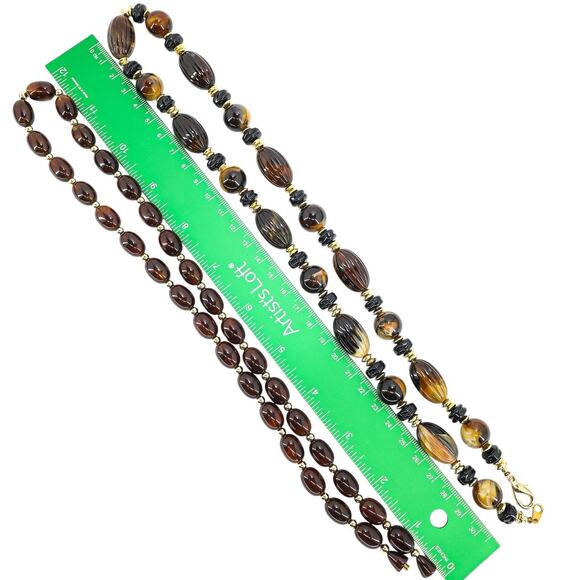 Lot Vintage To Now Jewelry Faux Tortoiseshell Goldtone Earthy Green Incl Signed - Picture 2 of 10